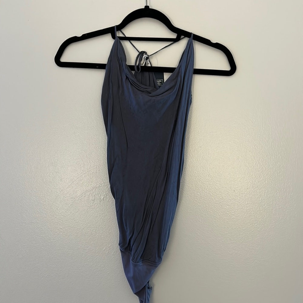 Gray cow neck tank bodysuit